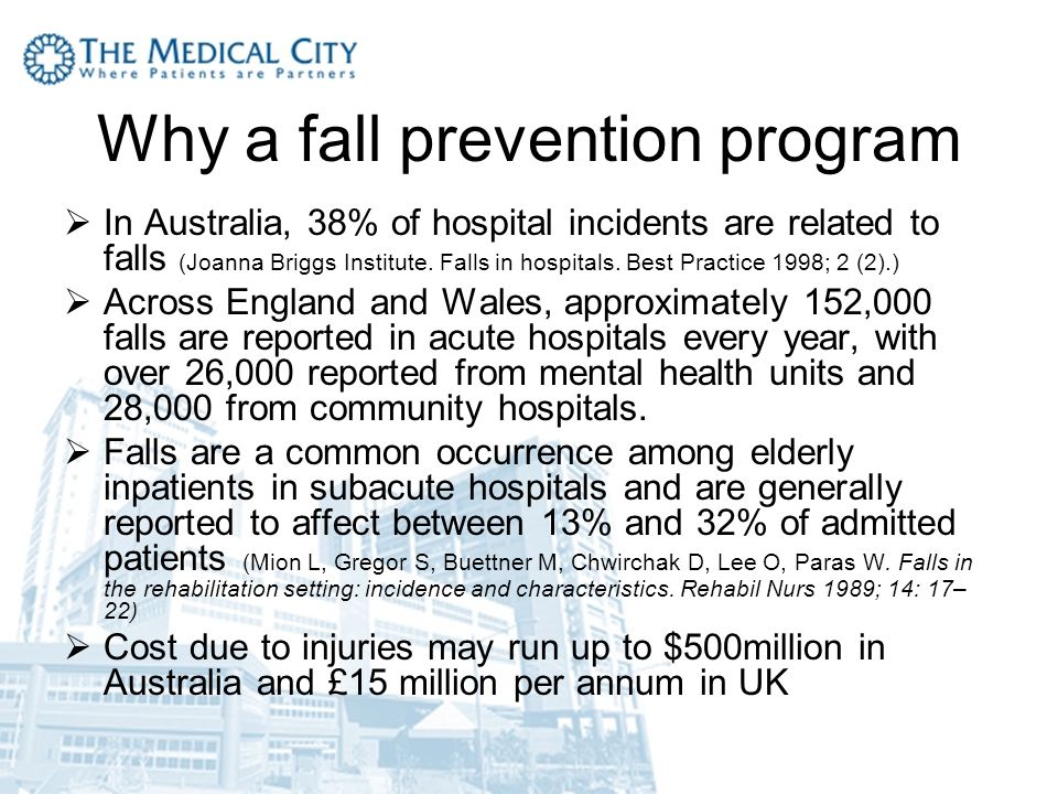 Falls prevention and mental health for inpatients